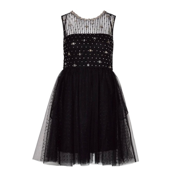 REDValentino Valentino Rhinestone-Embellished Black Tulle Mini Dress – Size 44 - Picture 4 of 16